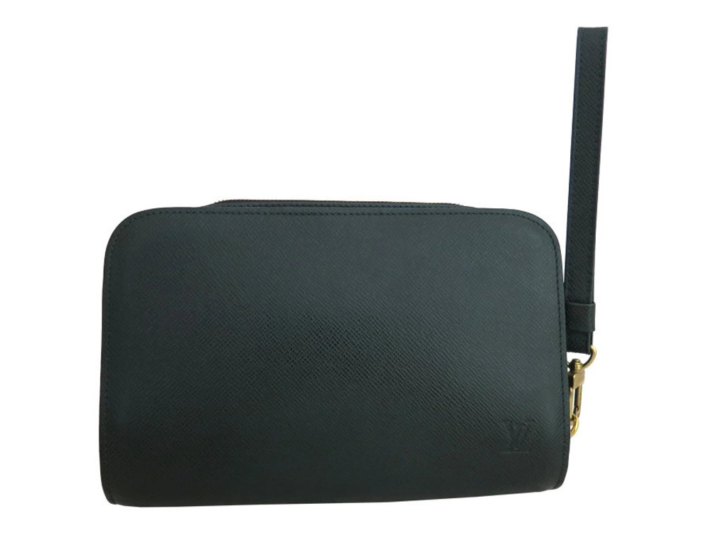 Louis Vuitton Bag Leather Taiga Green Clutch Baikal Green